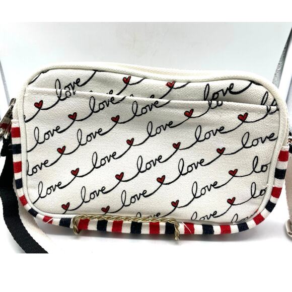 Brighton Love Scroll Striped Convertible Double‎ Zip CrossBody Bag Handbag Purse - Picture 5 of 9